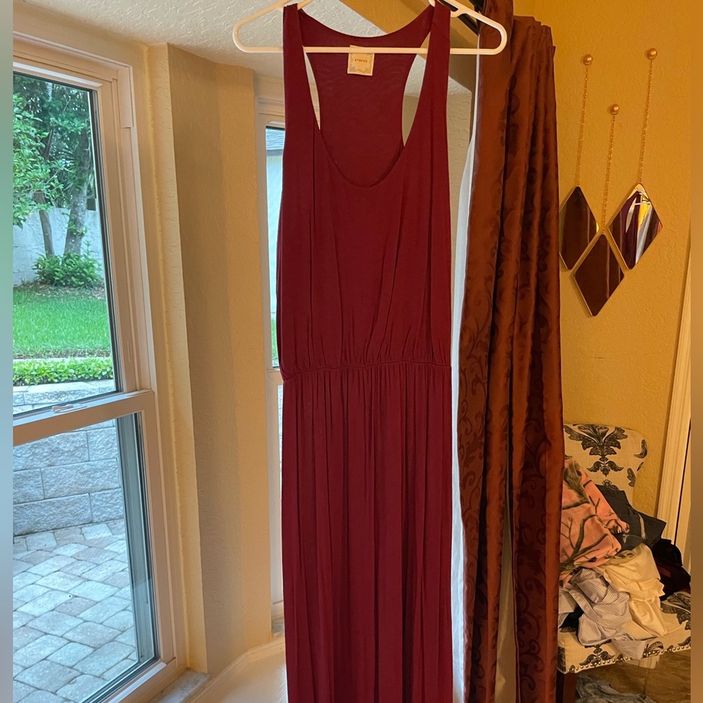 Nymphe Red jersey knit tank maxi dress, size large